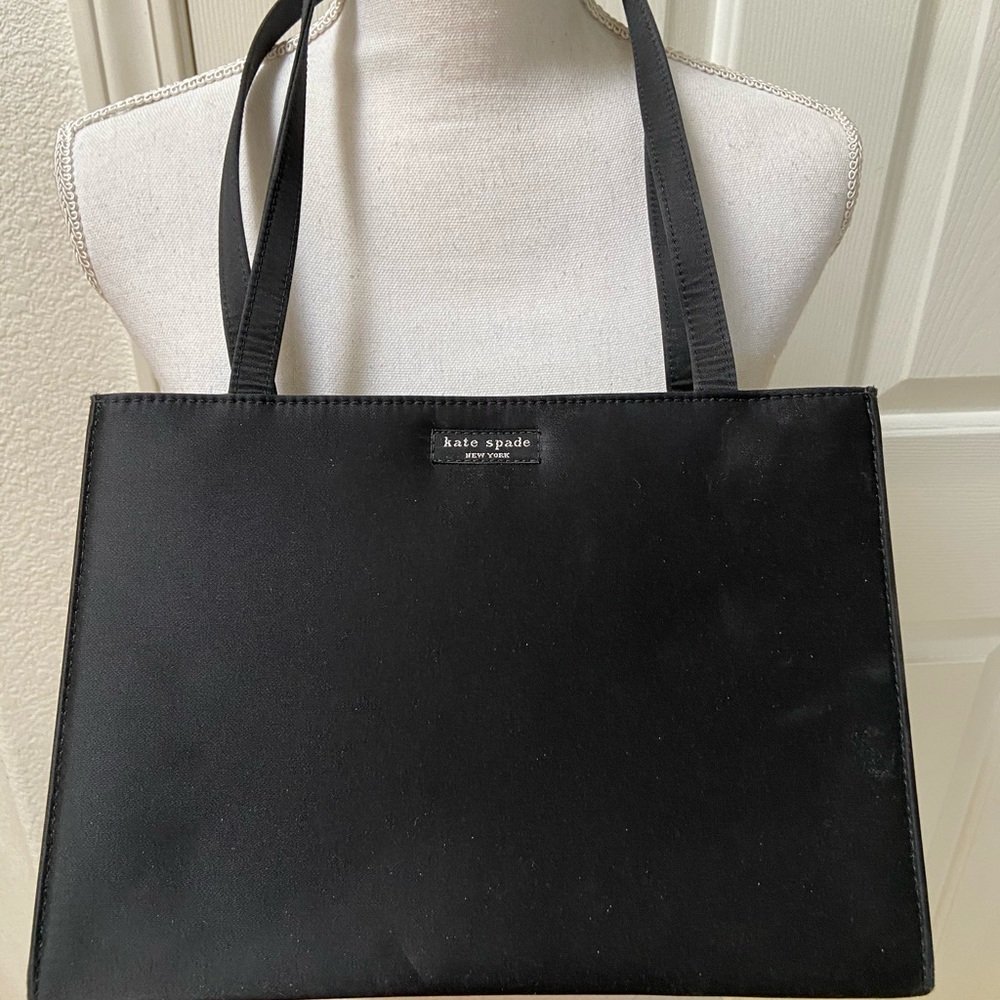 Kate Spade Classic Black Satin Tote Purse Large
